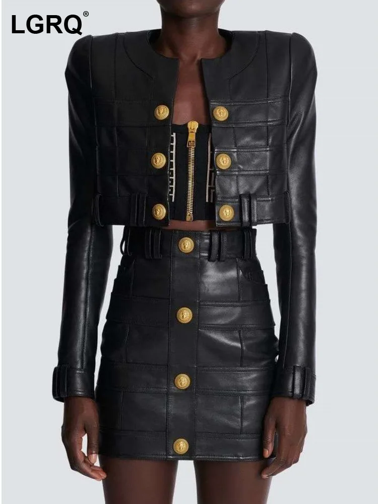LGRQ Fashion Women's O-neck Slim Long Sleeve Patchwork Coat High Waist Straight Mini Skirt Sets Female Tide Summer 2023 19J3859
LGRQ Fashion Women's O-neck Slim Long Sleeve Patchwork Coat High Waist Straight Mini Skirt Sets Female Tide Summer 2023 19J3859