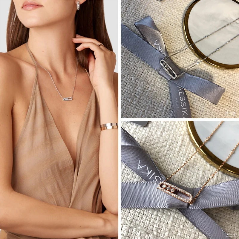 925 Sterling Silver French three diamond move series Rose Gold Plated Original brand Fine jewelry For women messika Necklace
925 Sterling Silver French three diamond move series Rose Gold Plated Original brand Fine jewelry For women messika Necklace