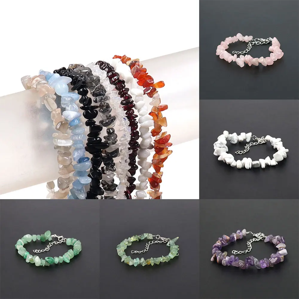 Natural Crystal Gemstone Irregular Gravel Bracelet Stretch Beads Chips Jewelry Amethys Aquamarine Rose Quartz Bracelet for Women
Natural Crystal Gemstone Irregular Gravel Bracelet Stretch Beads Chips Jewelry Amethys Aquamarine Rose Quartz Bracelet for Women