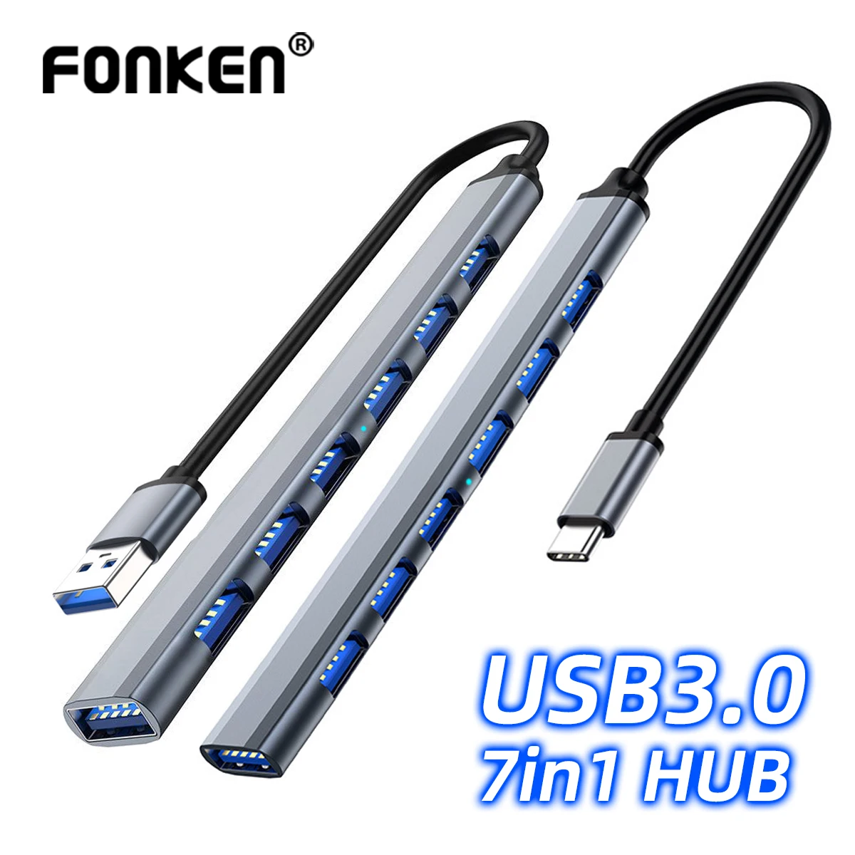 USB-концентратор FONKEN 7 в 1 для MacBook Samsung Type C 3 0 Кабель-адаптер ноутбука 4 разветвитель
