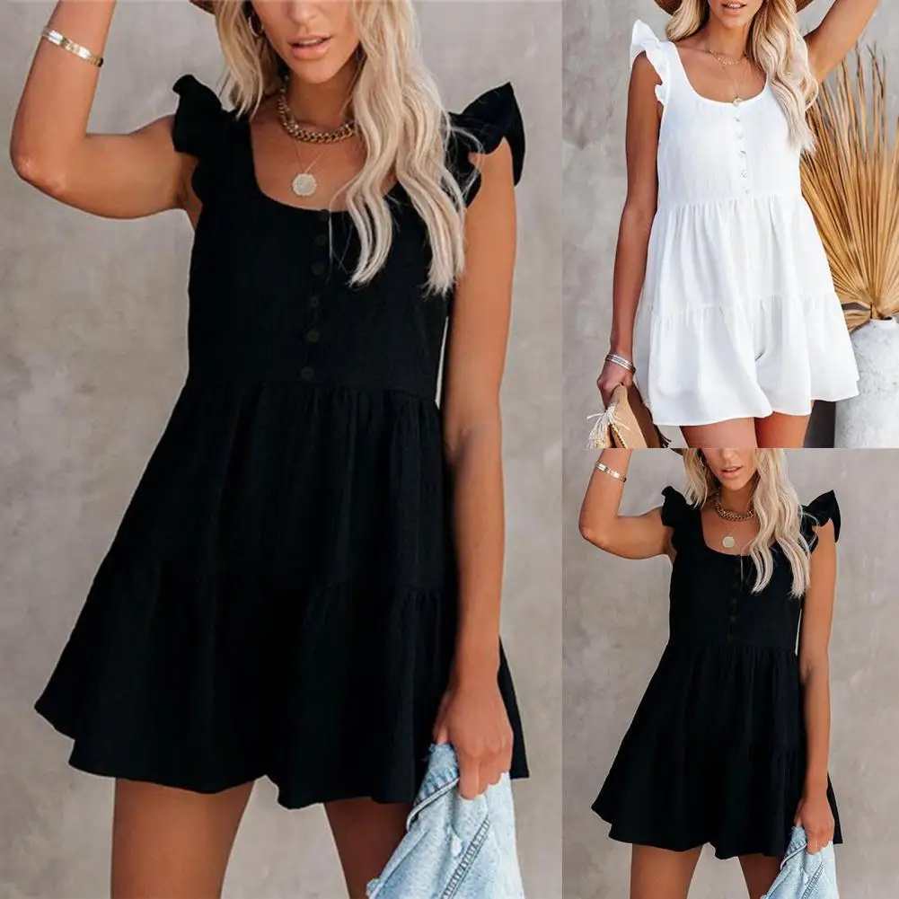 Women Jumpsuit Round Neck Solid Color Fly Sleeve Romper Jumpsuit Women Solid Color Round Neck Jumpsuit for Daily Wear
Women Jumpsuit Round Neck Solid Color Fly Sleeve Romper Jumpsuit Women Solid Color Round Neck Jumpsuit for Daily Wear