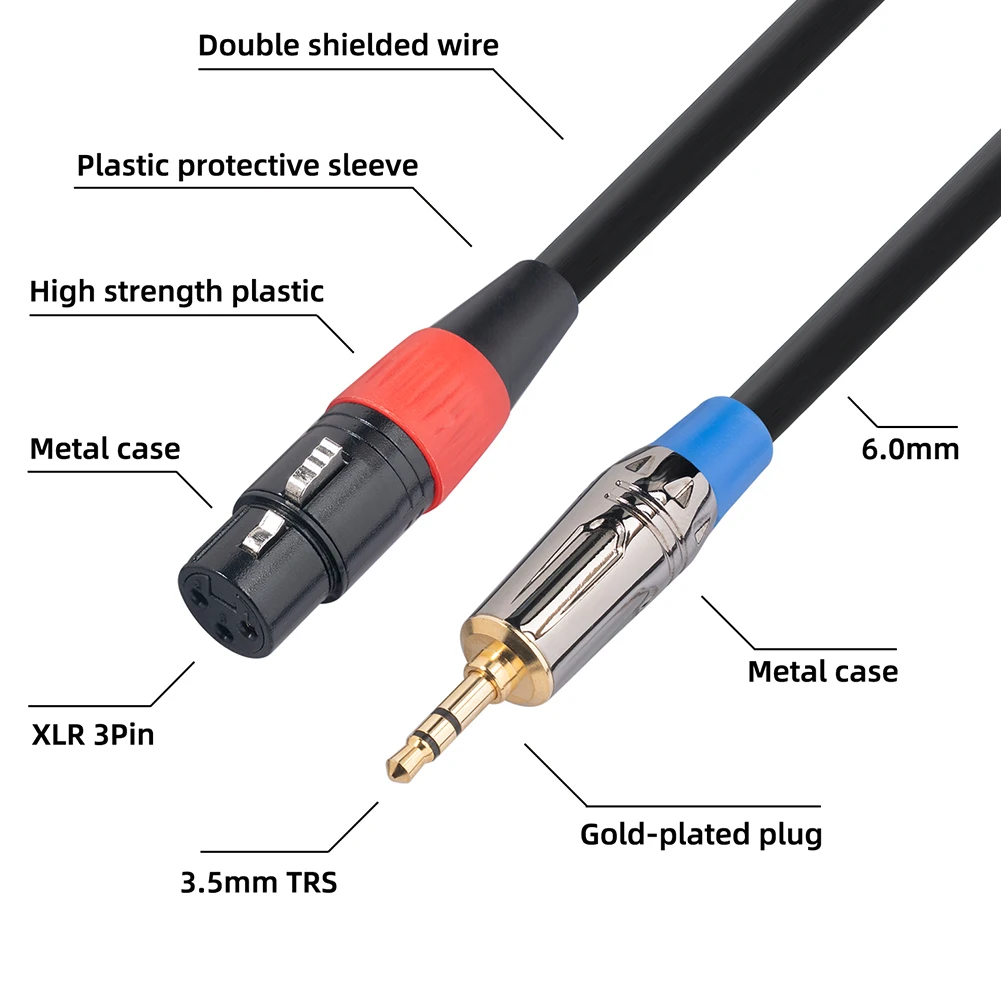 3.5mm Male To 3 Pin XLR Female Stereo Jack Audio Cable Adapter Connector 16.5FT Professional Instruments Audio Cables
3.5mm Male To 3 Pin XLR Female Stereo Jack Audio Cable Adapter Connector 16.5FT Professional Instruments Audio Cables