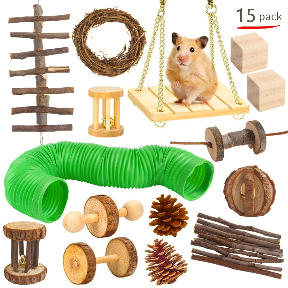 Hamster Toy Set Rabbit Guinea Pig Chew Toys Natural Wooden Set Toy For Chinchilla Dumbells Seesaw Swing Tunnel Toy
Hamster Toy Set Rabbit Guinea Pig Chew Toys Natural Wooden Set Toy For Chinchilla Dumbells Seesaw Swing Tunnel Toy