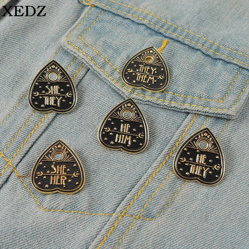 Personalized Enamel Brooches Statement Her They She Her He Him Them Metal Brooch Lapel Badge Punk Black Jewelry Gift for Friends
Personalized Enamel Brooches Statement Her They She Her He Him Them Metal Brooch Lapel Badge Punk Black Jewelry Gift for Friends