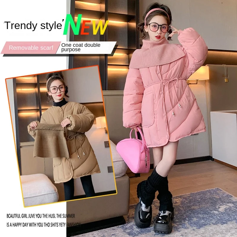 Girls' 2022 winter new Korean milk fufu design white medium long waist thick cotton jacket
Girls' 2022 winter new Korean milk fufu design white medium long waist thick cotton jacket