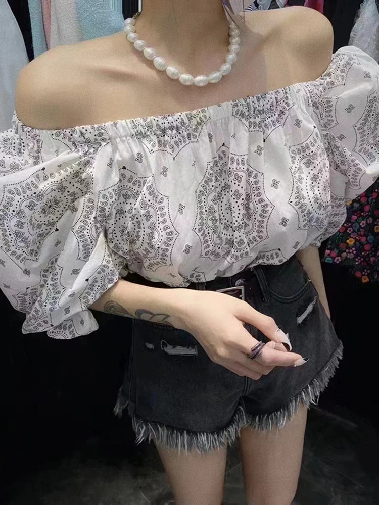 Print Shirt For Women Slash Neck Puff Sleeve Fold Pleated Vintage Short Blouses Female 2022 Summer Fashion Clothing New M040
Print Shirt For Women Slash Neck Puff Sleeve Fold Pleated Vintage Short Blouses Female 2022 Summer Fashion Clothing New M040