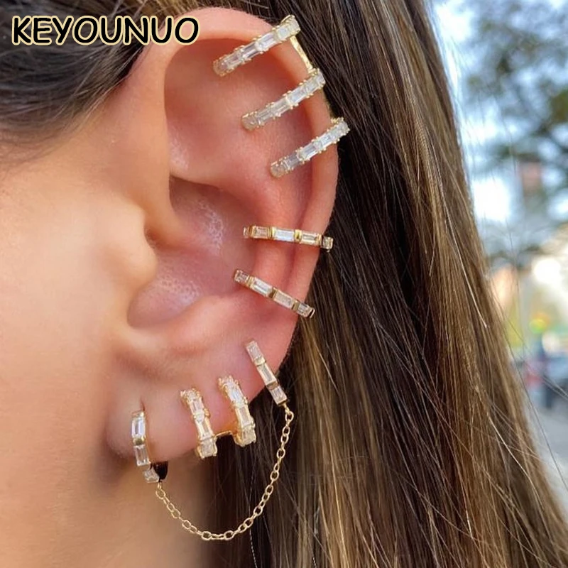 KEYOUNUO Silver Gold Filled CZ Stud Hoop Earrings For Women Zircon Ear Cuffs Chain Tassel Earrings Party Jewelry Wholesale
KEYOUNUO Silver Gold Filled CZ Stud Hoop Earrings For Women Zircon Ear Cuffs Chain Tassel Earrings Party Jewelry Wholesale