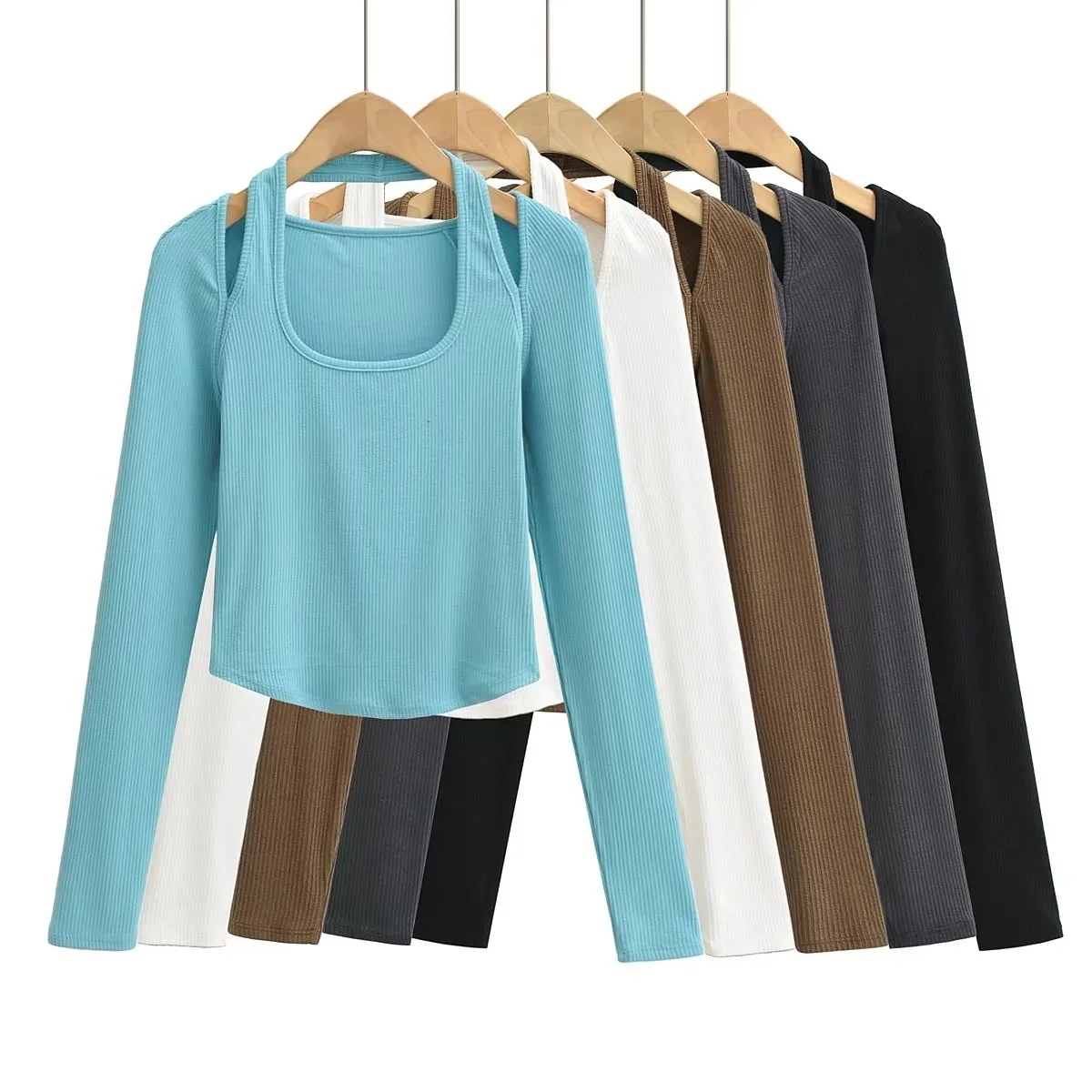 Long sleeve white crop tops women 2022 Summer sexy tshirts for women designer halter top black square neck top blue knitted
Long sleeve white crop tops women 2022 Summer sexy tshirts for women designer halter top black square neck top blue knitted