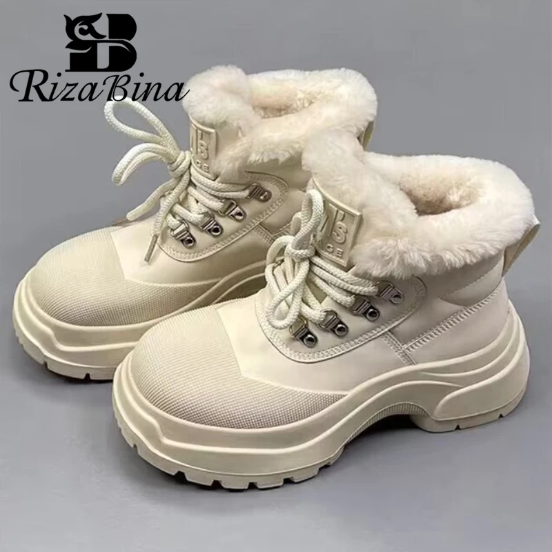 RIZABINA Women Snow Boots Genuine Leather Winter Outdoor Waterproof With Wool Ankle Boots Female Lace Up Casual Non-slip Booties
RIZABINA Women Snow Boots Genuine Leather Winter Outdoor Waterproof With Wool Ankle Boots Female Lace Up Casual Non-slip Booties