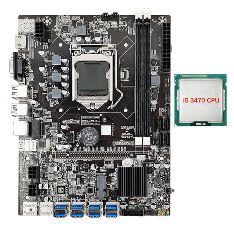 

Материнская плата B75 8 GPU + процессор I5 3470 8 USB3.0 к PCIE 1X, графический слот LGA1155 2X DDR3 RAM SATA3.0 для BTC/ETH