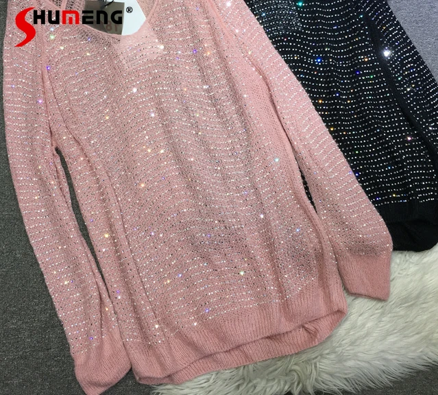 Heavy Embroidery Hot Drilling Sweater Women's Shiny Round Neck Autumn Winter Lazy Style Loose Slimming Mid-Length Pullover Top
Heavy Embroidery Hot Drilling Sweater Women's Shiny Round Neck Autumn Winter Lazy Style Loose Slimming Mid-Length Pullover Top