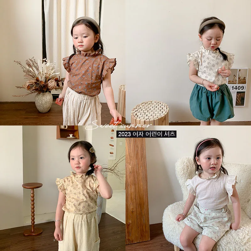 2023 Korea Girls Shrits Blouses Fashion Print Lace Sleeve Girls Clothes Summer Thin Breathable Girls Vest 1-6Years
2023 Korea Girls Shrits Blouses Fashion Print Lace Sleeve Girls Clothes Summer Thin Breathable Girls Vest 1-6Years