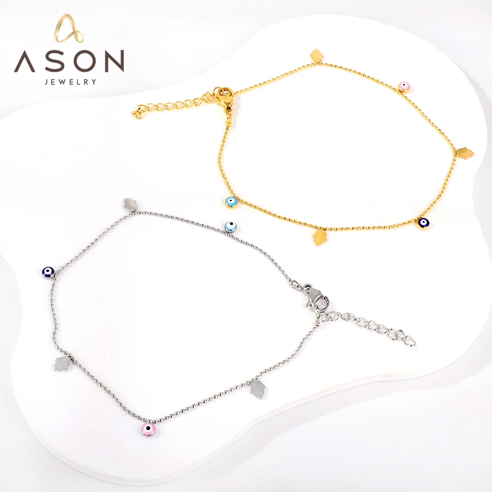 ASONSTEEL Hands Palm Mixed Color Turkey Evil Eye Round Ball Beaded Chain Anklet Stainless Steel For Women Mini Jewelry Bracelets
ASONSTEEL Hands Palm Mixed Color Turkey Evil Eye Round Ball Beaded Chain Anklet Stainless Steel For Women Mini Jewelry Bracelets