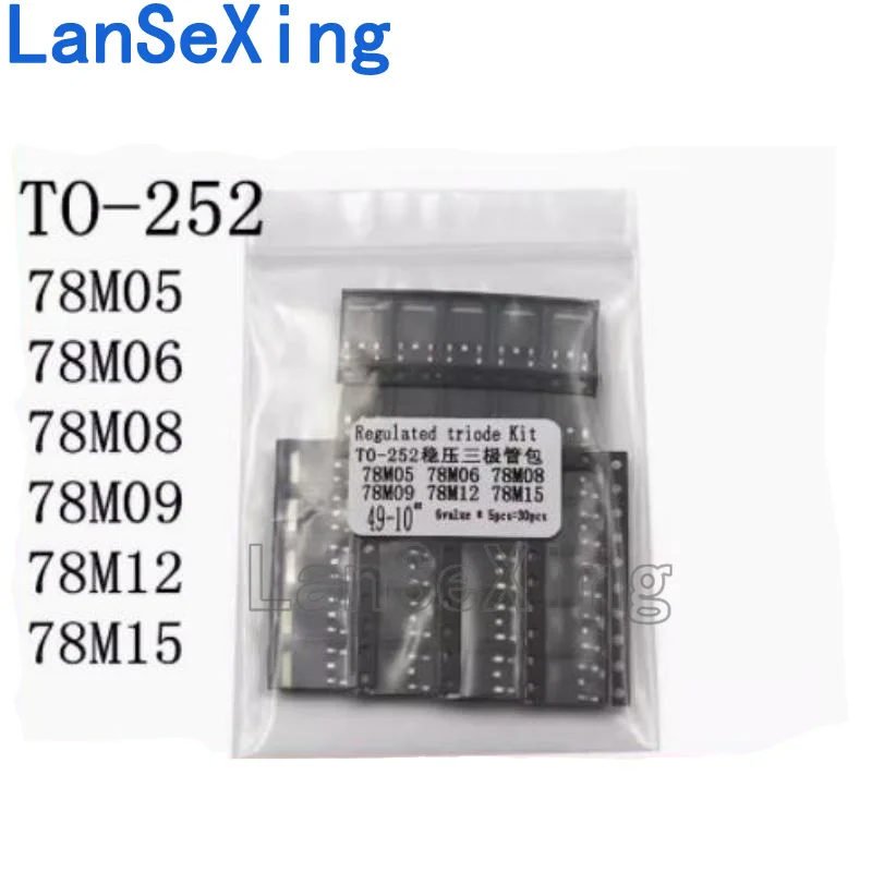 TO-252 voltage stabilizing transistor package L78M05/06 78M08/09 78M12 78M15, 6 types, 5 of each type
TO-252 voltage stabilizing transistor package L78M05/06 78M08/09 78M12 78M15, 6 types, 5 of each type