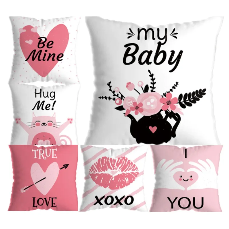 Pillowcase Decorative Pink Heart Decorative Sofa Cushion Cover Modern Simplicity Cute Cat Artistic Alphabet Funda Cojines E1528
Pillowcase Decorative Pink Heart Decorative Sofa Cushion Cover Modern Simplicity Cute Cat Artistic Alphabet Funda Cojines E1528