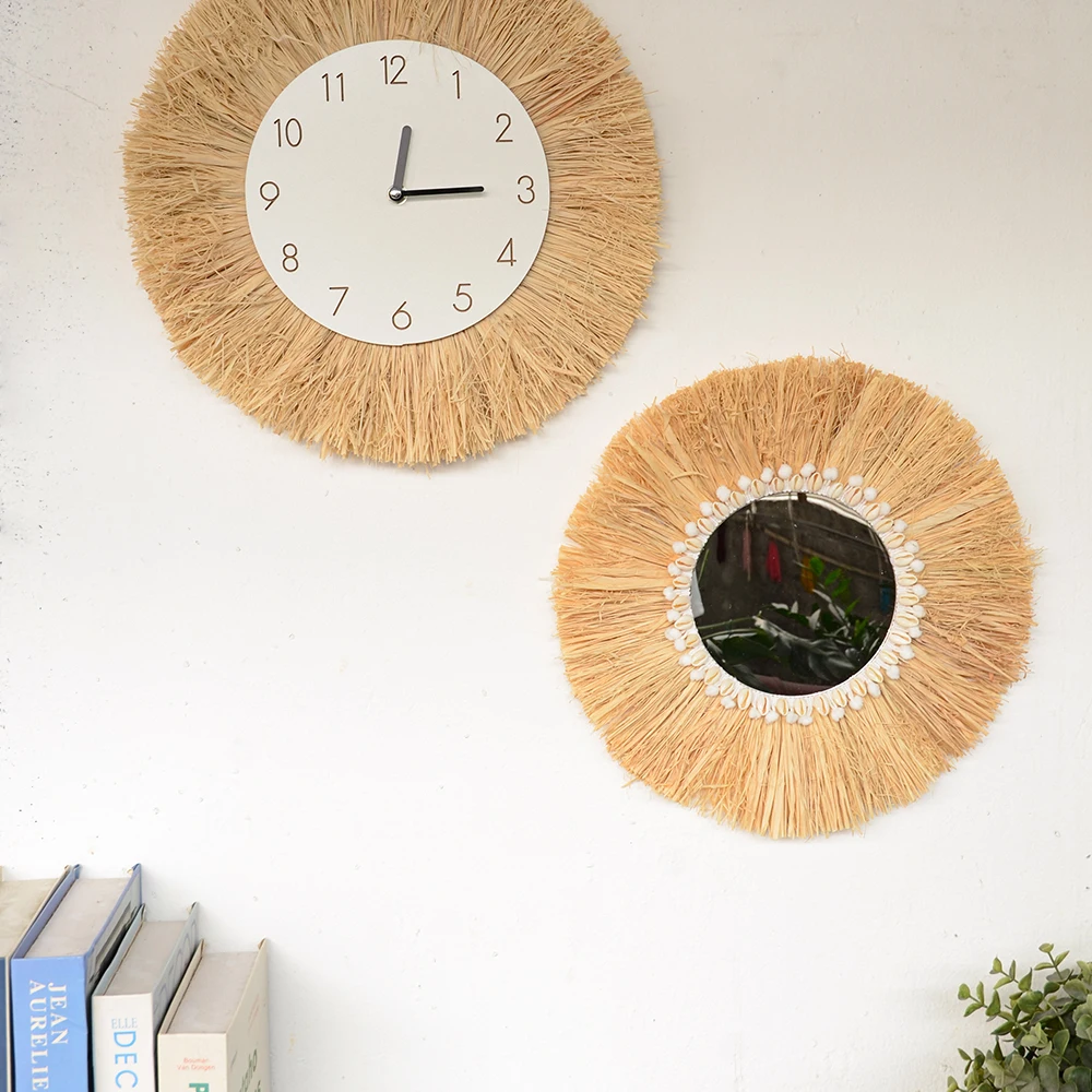 Ins Nordic Home Furnishing Forest Raffia Woven Wooden Bead Tapestry Living Room Room Decoration Mirror Pendant
Ins Nordic Home Furnishing Forest Raffia Woven Wooden Bead Tapestry Living Room Room Decoration Mirror Pendant