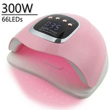 300W Professional Nail Dryer Lamp For Manicure Powerful UV Gel Nail Lamp 66 LEDs Automatic Sensing Gel Polish Drying Lamp