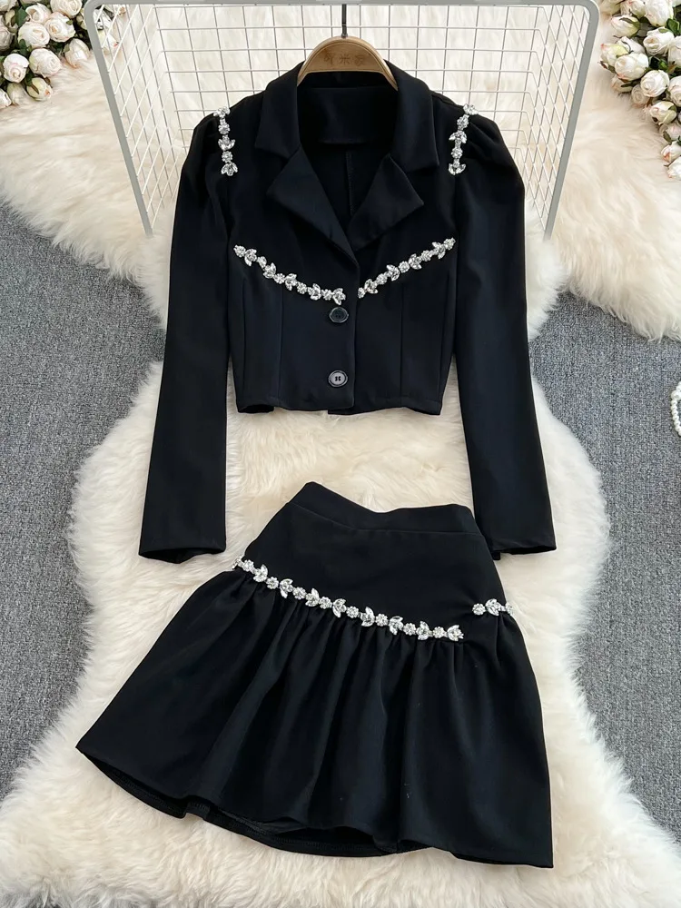 2022 Spring Japanese 2 Piece Set Women Diamond Short Blazer Coat + Pleated Skirt Suits Fashion Streetwear Sexy Outfits For Woman
2022 Spring Japanese 2 Piece Set Women Diamond Short Blazer Coat + Pleated Skirt Suits Fashion Streetwear Sexy Outfits For Woman