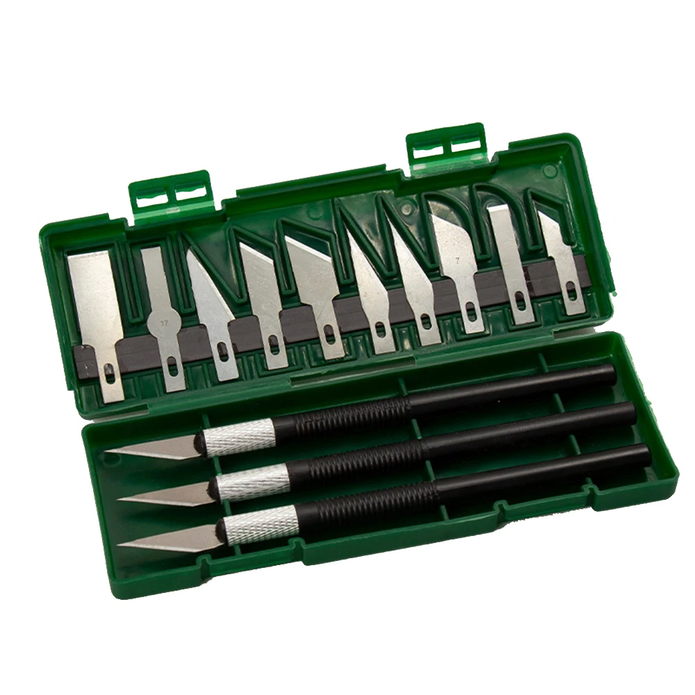 13Pcs 140mm Carving Cutter Set Exacto Hand Tool Set Arts&Craft Hobby Paper Cut Carving HCS Cutter Blades DIY Repair Box
13Pcs 140mm Carving Cutter Set Exacto Hand Tool Set Arts&Craft Hobby Paper Cut Carving HCS Cutter Blades DIY Repair Box