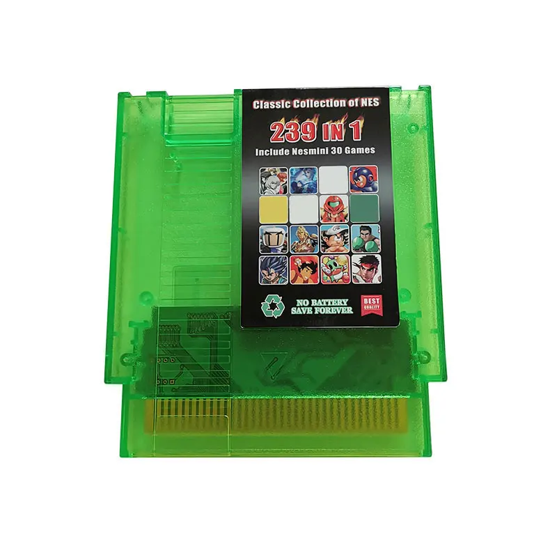 239 в 1 72-контактный 8-битный игровой Картридж для игровой консоли NES полупрозрачный зеленый 
239 в 1 72-контактный 8-битный игровой Картридж для игровой консоли NES полупрозрачный зеленый