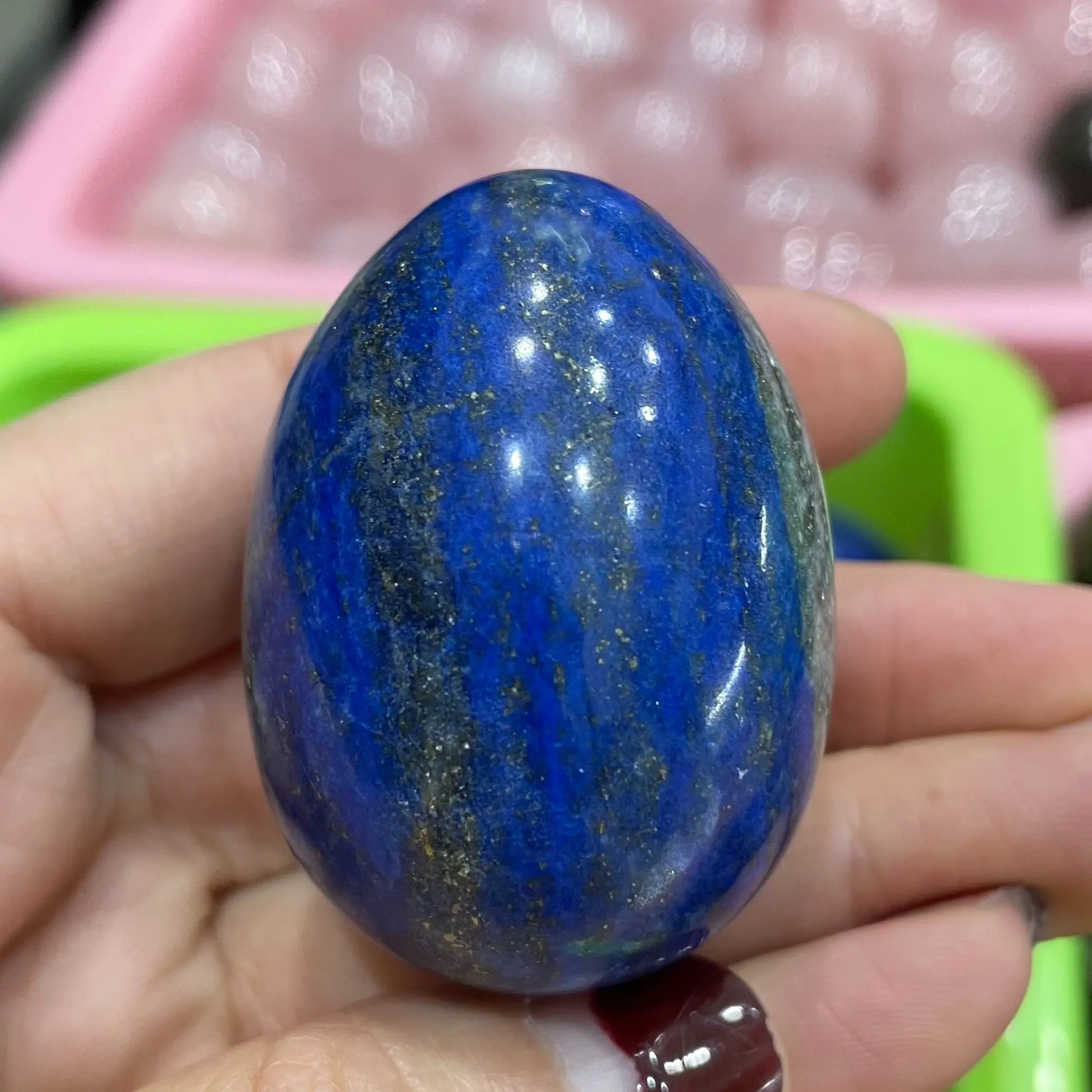 

5cm Natural Crystal Egg Shaped Healing Stone Lapis lazuli Chakra Spirit Crystal Point Home Decoration Gem Crafts 1pcs