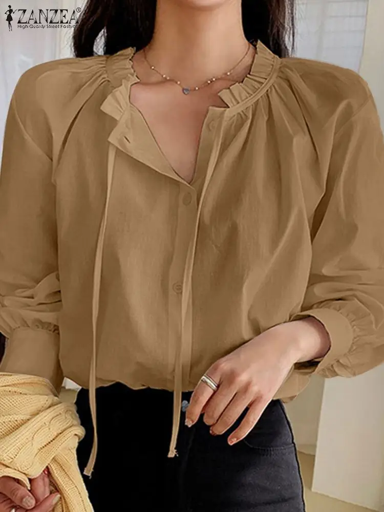 ZANZEA Women Stringy Selvedge Shirts Korean Elegant Long Sleeve Solid Color Office Lady Blouses Fashion O-neck Lace-up Tunic Top
ZANZEA Women Stringy Selvedge Shirts Korean Elegant Long Sleeve Solid Color Office Lady Blouses Fashion O-neck Lace-up Tunic Top