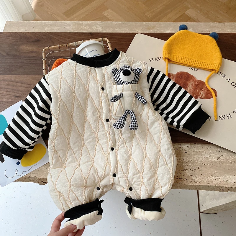 MILANCEL New Winter Baby Rompers Infant Splicing Stripes Fleece Jumpsuit Toddler Boys One Piece
MILANCEL New Winter Baby Rompers Infant Splicing Stripes Fleece Jumpsuit Toddler Boys One Piece