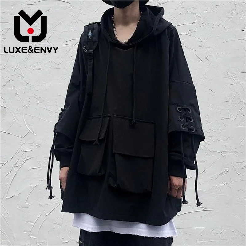 Мужская толстовка люкс & ENVY Techwear, черная толстовка с капюшоном, одежда в стиле панк, уличная одежда на бедрах
Мужская толстовка люкс & ENVY Techwear, черная толстовка с капюшоном, одежда в стиле панк, уличная одежда на бедрах