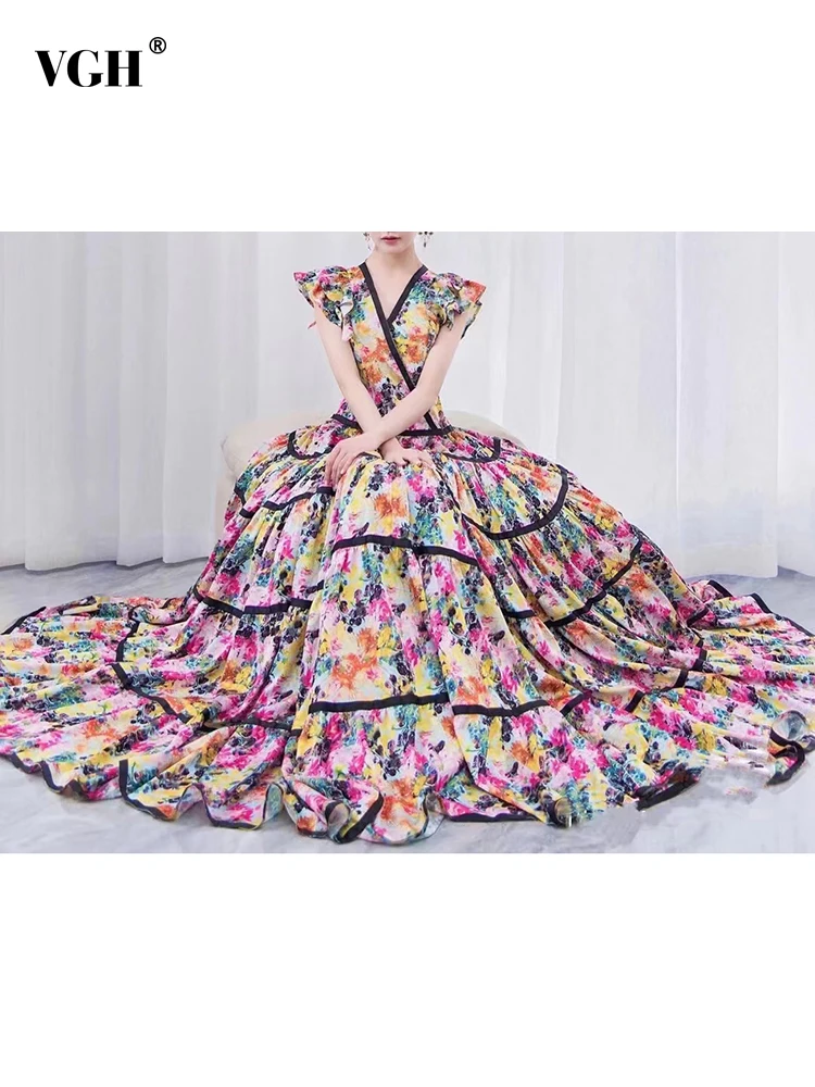VGH Vintage Print Dress For Women V Neck Patchwork Butterfly Sleeve High Waist Cascading Ruffle Dresses Female 2022 Clothing New
VGH Vintage Print Dress For Women V Neck Patchwork Butterfly Sleeve High Waist Cascading Ruffle Dresses Female 2022 Clothing New