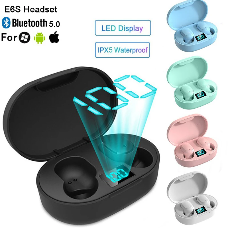 E6S TWS Bluetooth 5.0 Earphone Wireless Headphone Stereo Headset New Sport Earbuds Microphone with Charging Box for Smartphone
E6S TWS Bluetooth 5.0 Earphone Wireless Headphone Stereo Headset New Sport Earbuds Microphone with Charging Box for Smartphone