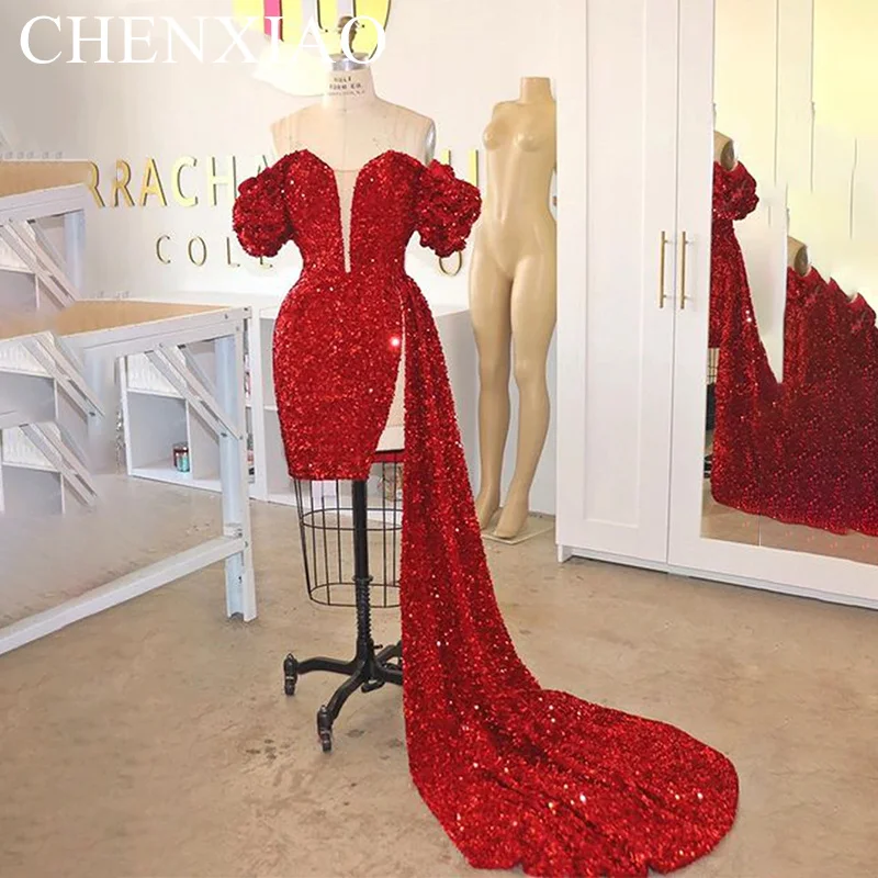 Sexy Evening Cocktail Party Exquisite Short Mermaid Evening Dresses Sequined Vestido De Festa Robe De Mariée Off the Shoulder
Sexy Evening Cocktail Party Exquisite Short Mermaid Evening Dresses Sequined Vestido De Festa Robe De Mariée Off the Shoulder