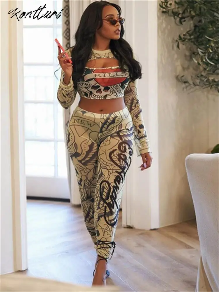 Kontturi Baddie Streetwear Mesh Two 2 Piece Set For Women Outfits O Neck Long Sleeve Crop Tops See Through Pants Matching Sets
Kontturi Baddie Streetwear Mesh Two 2 Piece Set For Women Outfits O Neck Long Sleeve Crop Tops See Through Pants Matching Sets