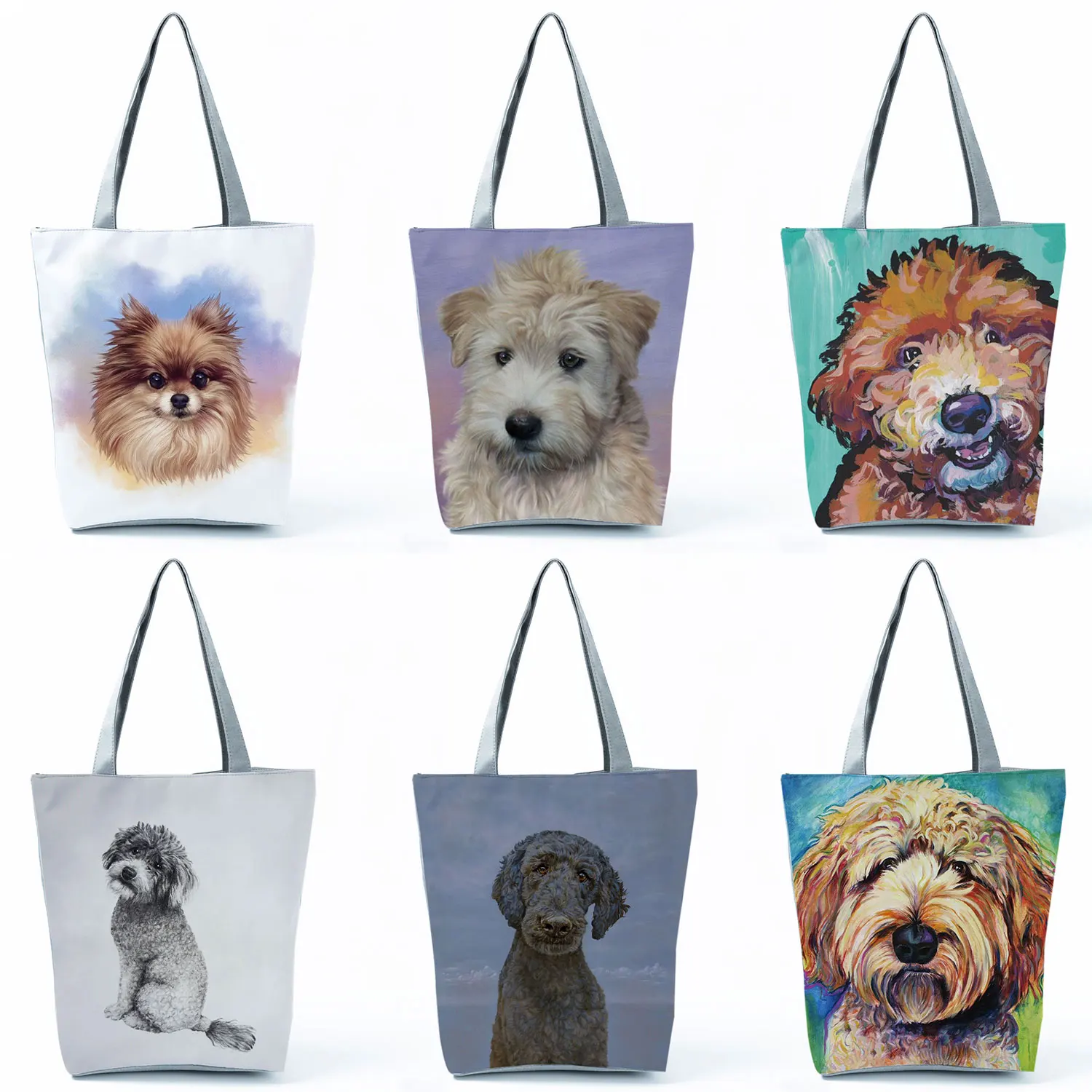 Eco Reusable High Capacity Shopping Bag Cute Practical Handbags Poodle Printed Women Shoulder Bag Outdoor Beach Travel Tote Bags
Eco Reusable High Capacity Shopping Bag Cute Practical Handbags Poodle Printed Women Shoulder Bag Outdoor Beach Travel Tote Bags