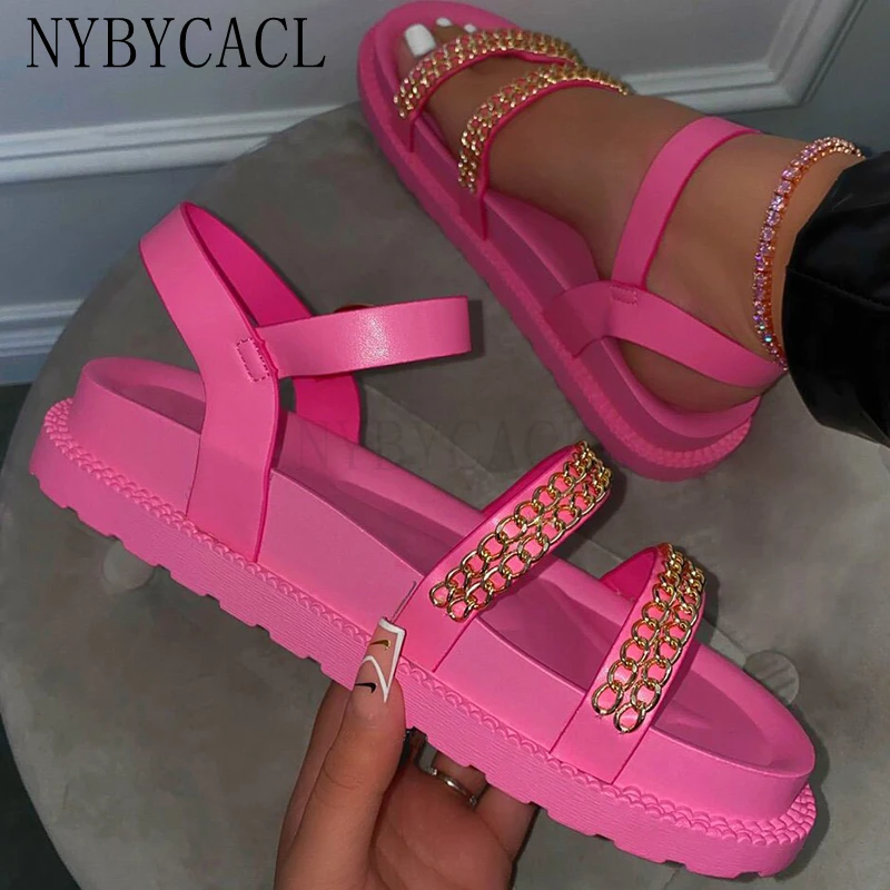 2022 Summer Women Chain Platform Flat Sandals Woman Slides Ladies Buckle Comfortbale Female Casual Beach Shoes Plus Size 42 43
2022 Summer Women Chain Platform Flat Sandals Woman Slides Ladies Buckle Comfortbale Female Casual Beach Shoes Plus Size 42 43
