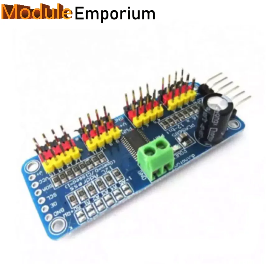 16 Channel 12 bit PWM Servo Driver I2C Interface PCA9685 for Raspberry Pi DIY Servo Shield Module
16 Channel 12 bit PWM Servo Driver I2C Interface PCA9685 for Raspberry Pi DIY Servo Shield Module