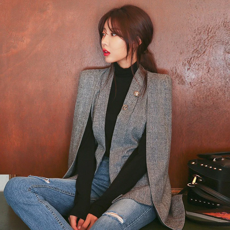 Fashion Cloak Cape Blazer Women Work Wear Open Front Poncho Coat Notch Lapel Split Vintage Long Sleeve Slim Suit Jacket Casual
Fashion Cloak Cape Blazer Women Work Wear Open Front Poncho Coat Notch Lapel Split Vintage Long Sleeve Slim Suit Jacket Casual