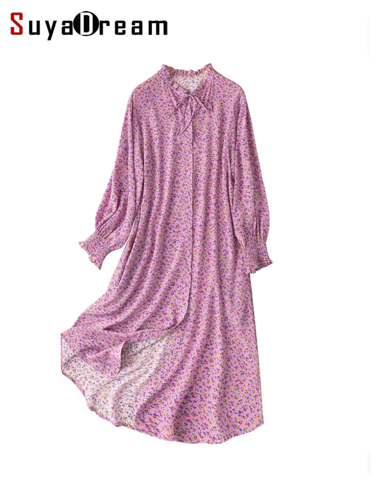 SuyaDream Women Shirt Dresses 100%Pure Silk Floral Printed Ruffles Necks Mid Dress 2022 Spring Summer New Clothes
SuyaDream Women Shirt Dresses 100%Pure Silk Floral Printed Ruffles Necks Mid Dress 2022 Spring Summer New Clothes