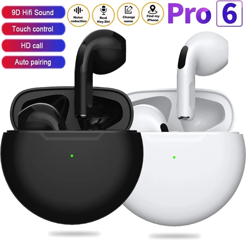 Pro 6 Wireless Headphones Bluetooth 5.0 Earphones Sports Headsets Noise Reduction Earbuds For Xiaomi Huawei Iphone TWS Earpieces
Pro 6 Wireless Headphones Bluetooth 5.0 Earphones Sports Headsets Noise Reduction Earbuds For Xiaomi Huawei Iphone TWS Earpieces