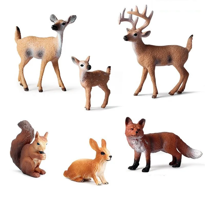 6pcs mini Simulation Wild Animal Whitetail Deer Squirrel Fox rabbit Action Figures Figurines Model Educational Toy for Children
6pcs mini Simulation Wild Animal Whitetail Deer Squirrel Fox rabbit Action Figures Figurines Model Educational Toy for Children