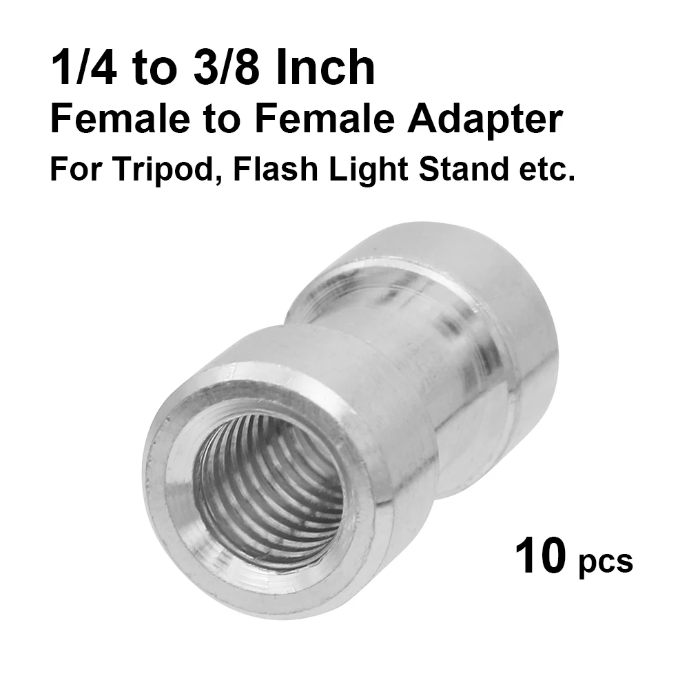 10 pcs 1/4 " to 3/8 " Female to Female Screw Adapter Connector Flash transfer for Tripod, Flash Light Stand, Studio Bracket etc.
10 pcs 1/4 " to 3/8 " Female to Female Screw Adapter Connector Flash transfer for Tripod, Flash Light Stand, Studio Bracket etc.