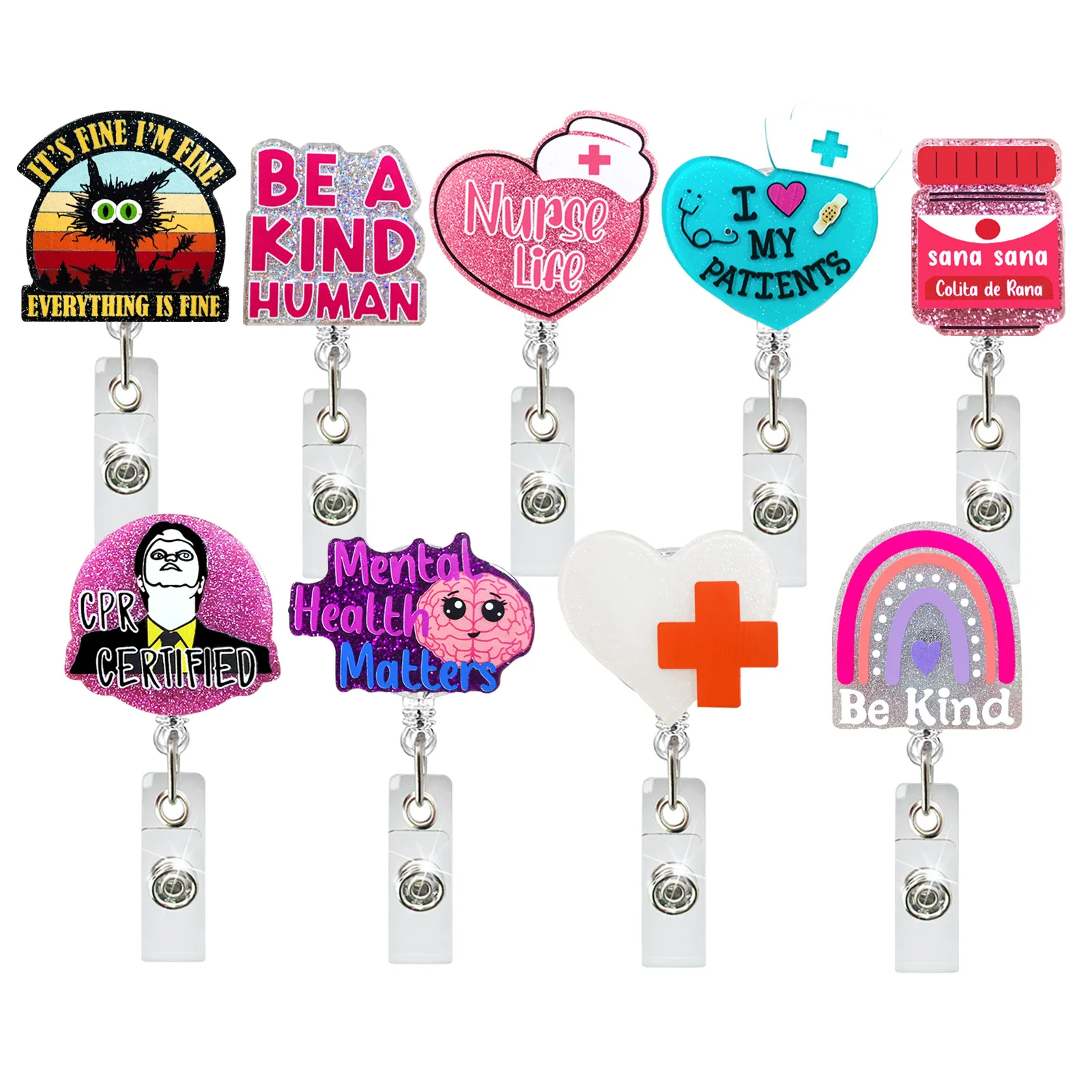 PVC Medical Supplies Cute Style Doctor Nurse Retractable rotate Badge Reel Card Holder Shiny Exhibition Name Card
PVC Medical Supplies Cute Style Doctor Nurse Retractable rotate Badge Reel Card Holder Shiny Exhibition Name Card