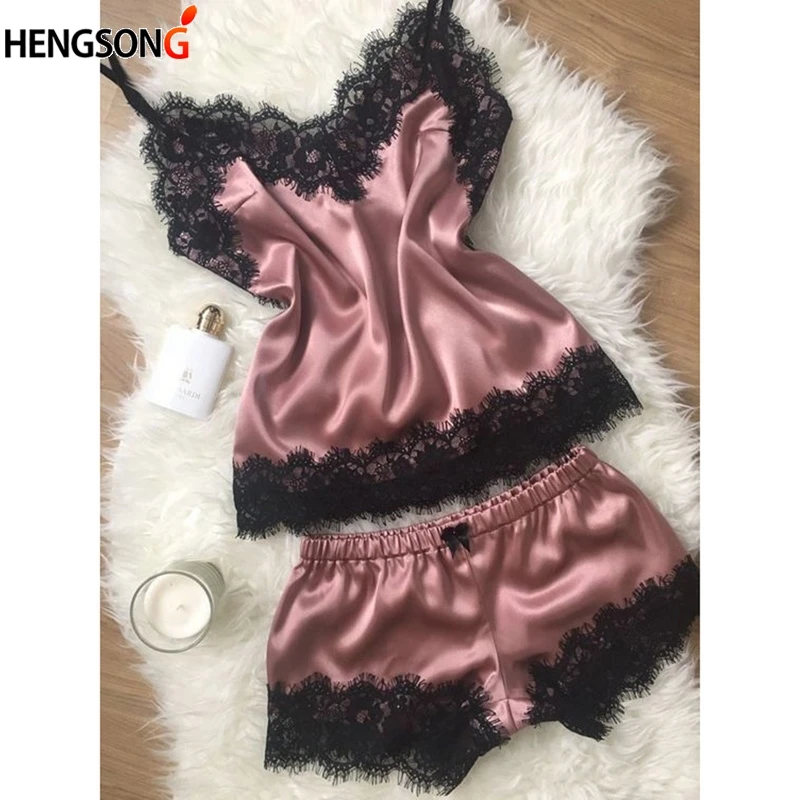 Sexy Imitate Silk Satin Pajama Set Lace Pyjama Set Sleeveless Pajama Set V-neck Sleepwear Summer Home Wear Women Sexy Sleepwear
Sexy Imitate Silk Satin Pajama Set Lace Pyjama Set Sleeveless Pajama Set V-neck Sleepwear Summer Home Wear Women Sexy Sleepwear