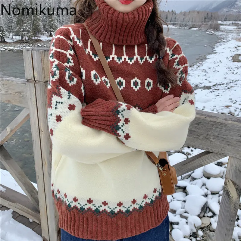 Свитер Nomikuma, Женская осенне-зимняя водолазка, плотный Свободный Вязаный рождественский свитер, милые модные повседневные женские свитера
Свитер Nomikuma, Женская осенне-зимняя водолазка, плотный Свободный Вязаный рождественский свитер, милые модные повседневные женские свитера