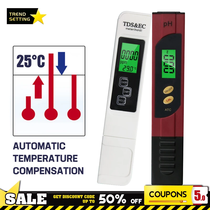 4in1 2Pcs TDS Meter Digital Water Tester Pen Set PH Meter Tester TDS&EC LCD Water Purity PPM Aquarium Filter
4in1 2Pcs TDS Meter Digital Water Tester Pen Set PH Meter Tester TDS&EC LCD Water Purity PPM Aquarium Filter