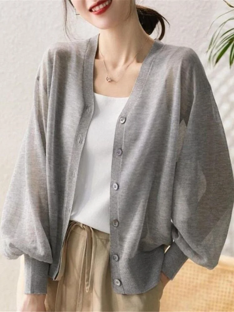 Cardigan Women Thin Sun-proof Summer Knitted Simple Casual Solid Temperament Single Breasted Sheer Vacation Mujer Clothes Ropa
Cardigan Women Thin Sun-proof Summer Knitted Simple Casual Solid Temperament Single Breasted Sheer Vacation Mujer Clothes Ropa