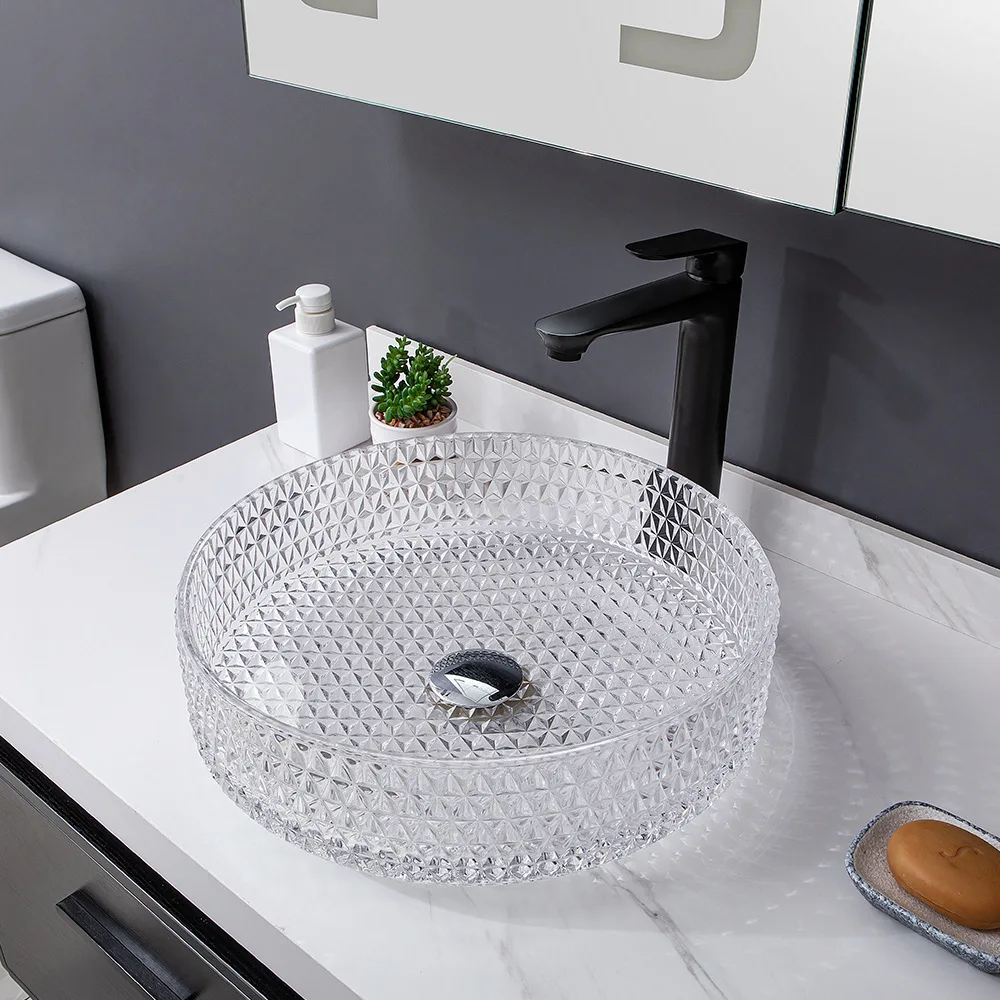 Bathroom Sink Transparent Art Glass Sink Round Diamond Crystal Sink Glass Wash Basin Deluxe Bathroom Sink Dresser Sink
Bathroom Sink Transparent Art Glass Sink Round Diamond Crystal Sink Glass Wash Basin Deluxe Bathroom Sink Dresser Sink