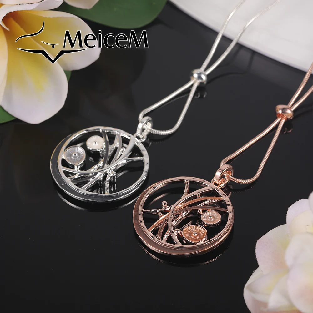 MeiceM Luxurious Openwork Round Alloy Pendant Necklace 2 Colors Optional Lotus Leaf Necklaces For Women Neck Jewelry Party Gift
MeiceM Luxurious Openwork Round Alloy Pendant Necklace 2 Colors Optional Lotus Leaf Necklaces For Women Neck Jewelry Party Gift