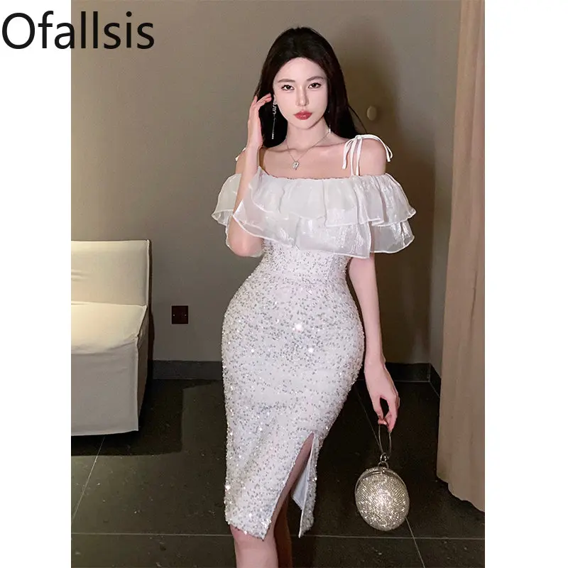 Женское облегающее платье с бусинами Ofallsis, длинное блестящее платье с открытыми плечами, облегающее вечернее платье с запахом, лето 2023
Женское облегающее платье с бусинами Ofallsis, длинное блестящее платье с открытыми плечами, облегающее вечернее платье с запахом, лето 2023