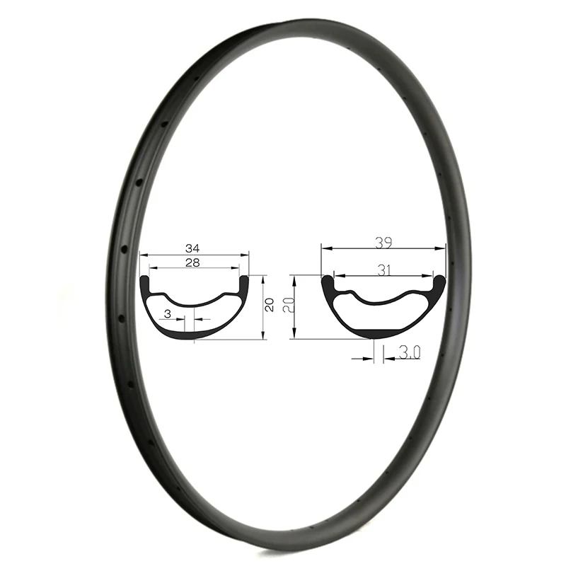Carbon Fiber 29er Mtb Rims Asymmetric 39mm/34mm Width 31mm/28mm Internal Tubeless Bike Wheel 20mm Depth Hookless 24h 28h 32h 36H
Carbon Fiber 29er Mtb Rims Asymmetric 39mm/34mm Width 31mm/28mm Internal Tubeless Bike Wheel 20mm Depth Hookless 24h 28h 32h 36H