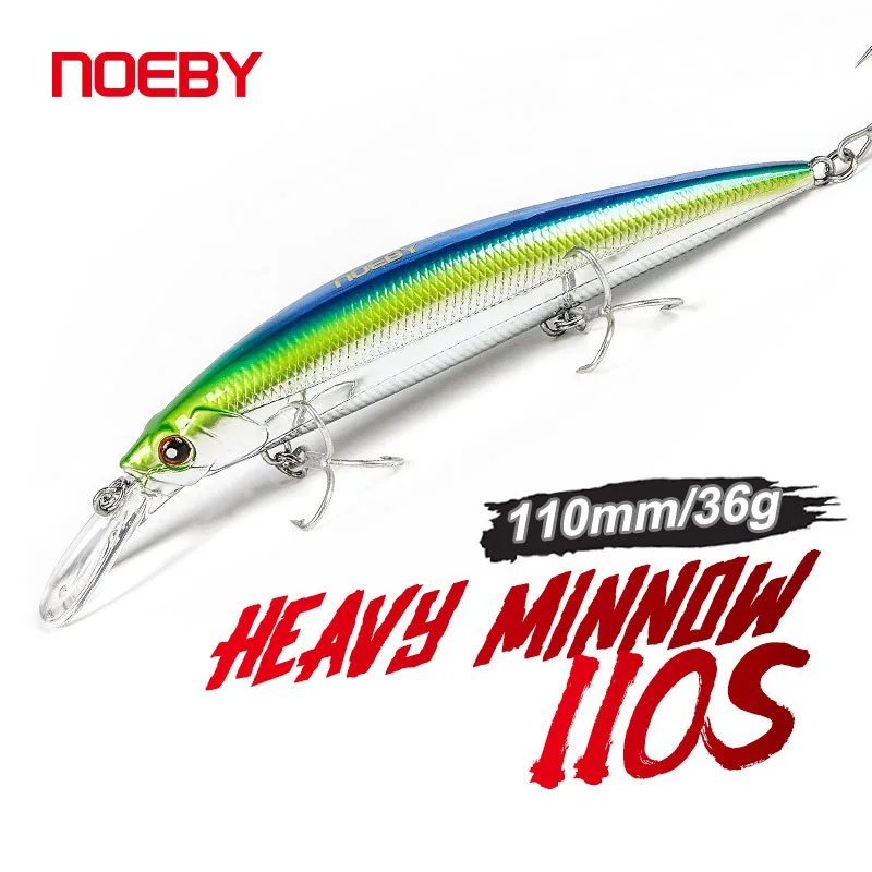 NOEBY Fishing lure 110mm 36g Electroplated Seleya Bait Long Casting Sinking Minnow Artificial Hard Bait for Seabass Pike Pesca
NOEBY Fishing lure 110mm 36g Electroplated Seleya Bait Long Casting Sinking Minnow Artificial Hard Bait for Seabass Pike Pesca